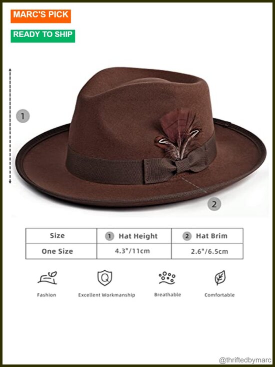 Wide Brim Felt Fedora Hat with Feathers Unisex Adjustable main image 4